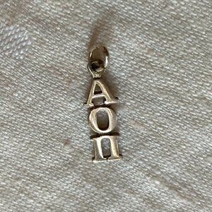 Alpha Omicron Pi Greek Letters Silver Drop Pendant